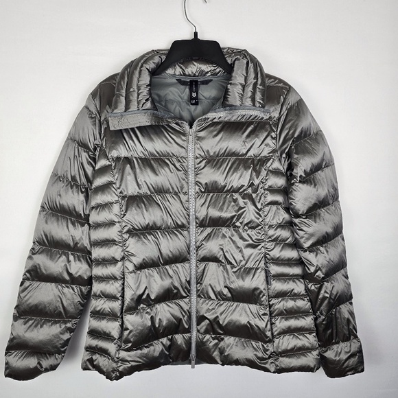 ALL IN MOTION- Womens L Packable Lightweight Compact Puffer Jacket- Silver - Picture 1 of 11